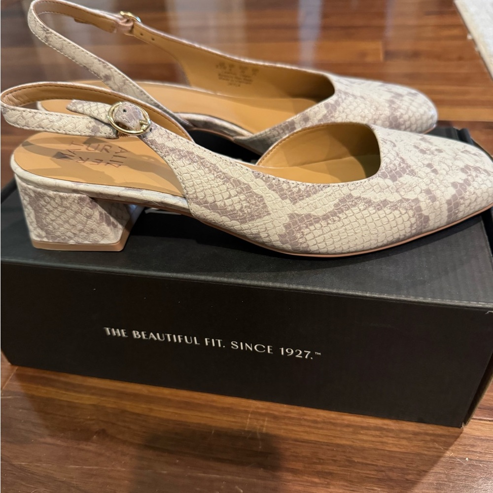 Naturalizer Women's Snake-Print Slingback Mules in Neutral